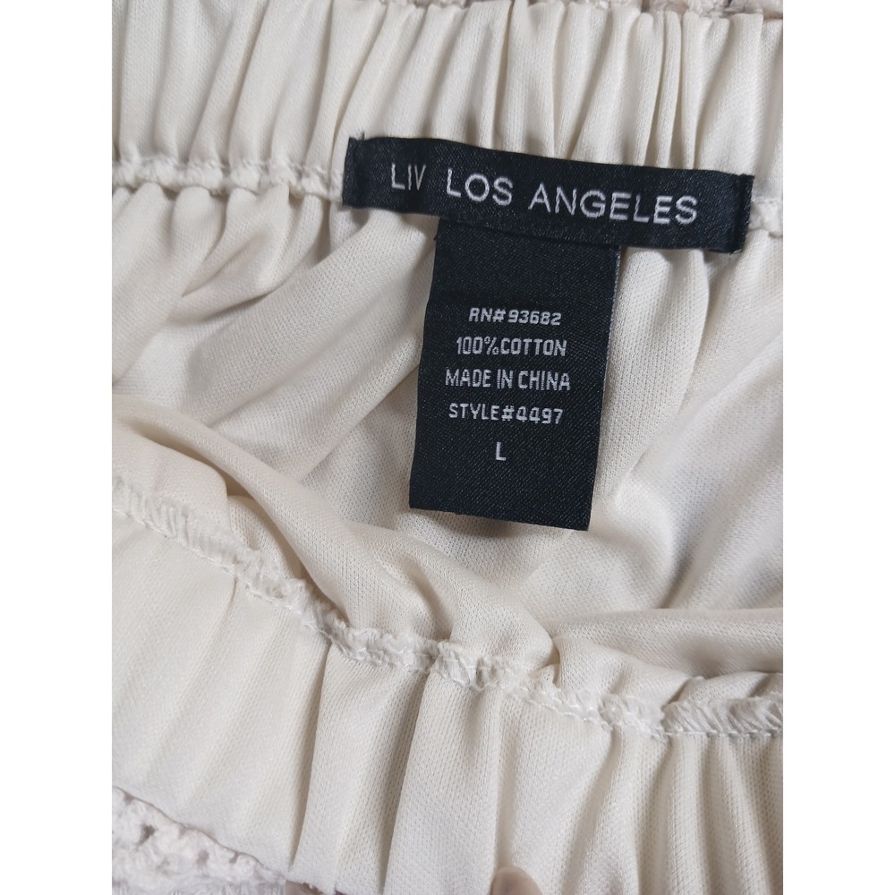 Liv Los Angeles Cream Cotton Crochet Maxi Skirt Floral Boho Tiered L - Picture 2 of 6
